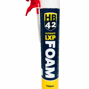 HB42 Ultimate LXP Expanding Foam 750ml aerosol can with applicator nozzle for gap filling, insulation and sealing applications.