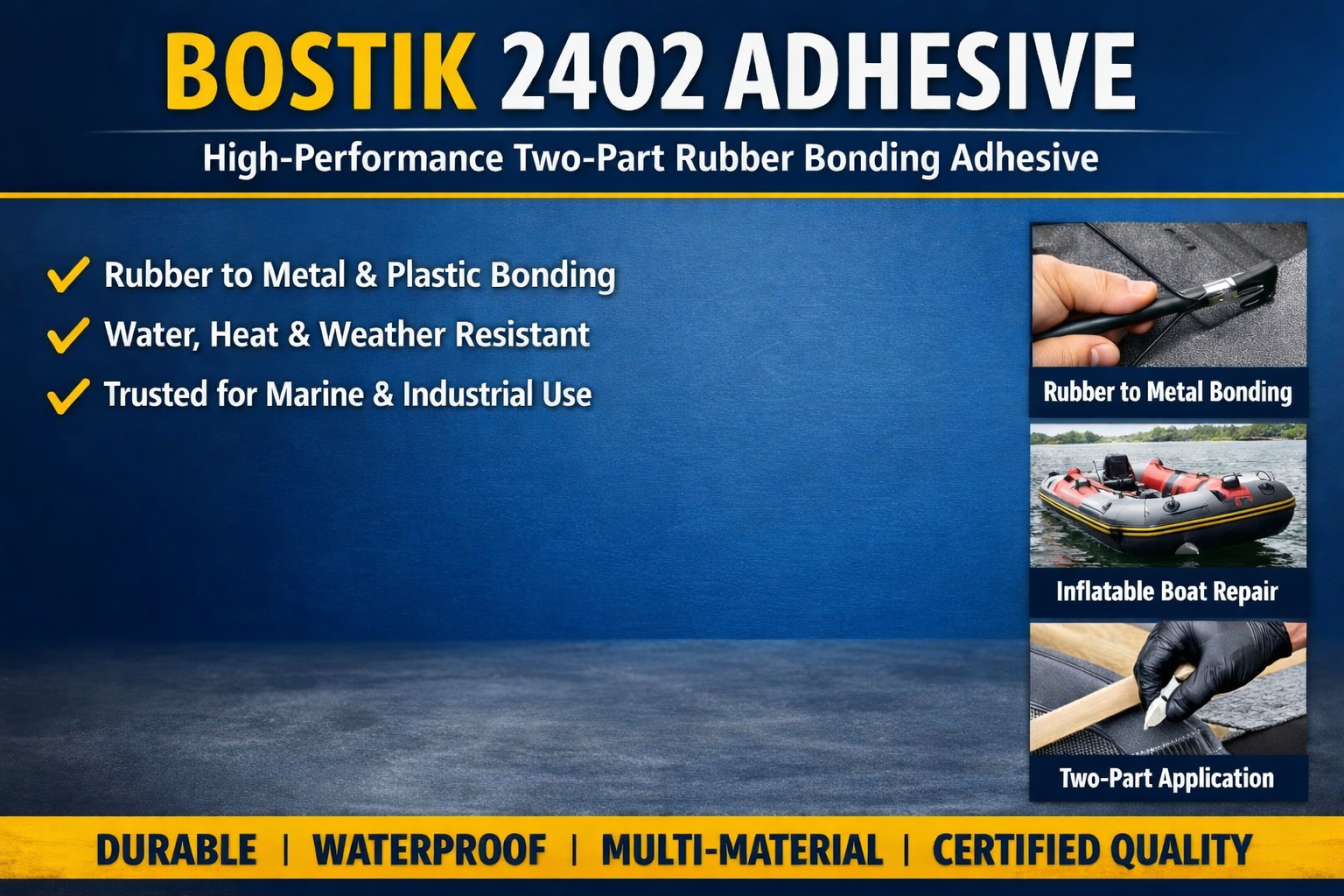 Bostik 2402 adhesive high performance two part rubber bonding adhesive for metal plastic and marine repair