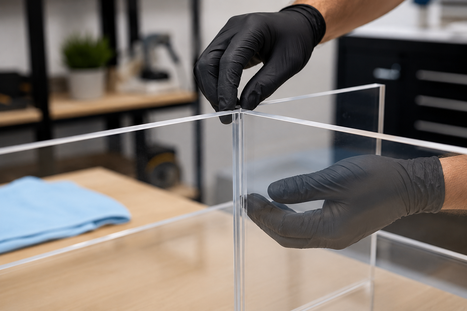 How to Bond Acrylic by preparing and aligning clear acrylic sheets before adhesive bonding